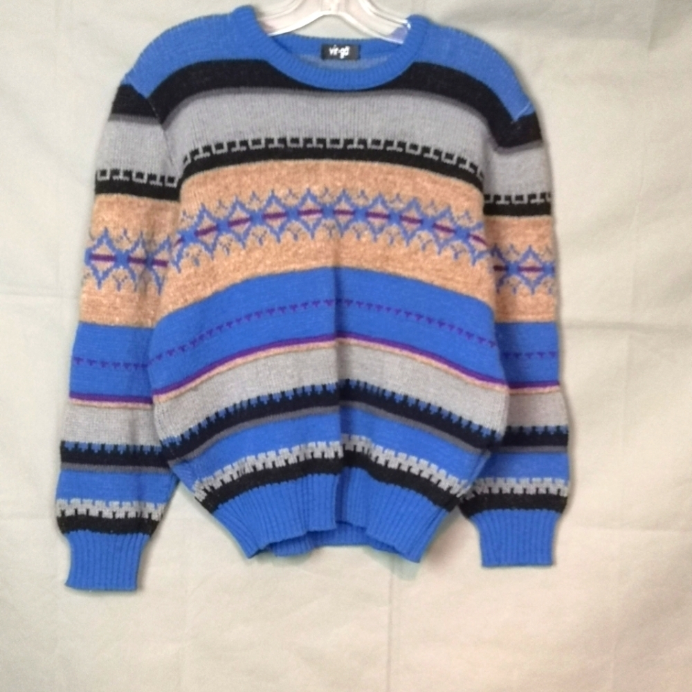 80s Vintage Upcycled Mountain Wool Chunky Knit Fair Aisle Nordic Knit Sweater